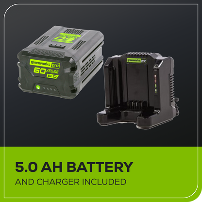 Greenworks 60V 20" Cordless Battery Single-Stage Snow Blower w/ 5.0Ah Battery & Charger - 2608702