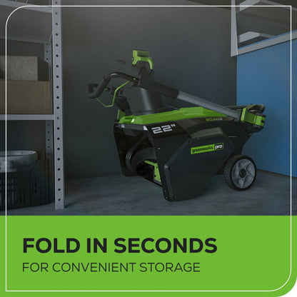 Greenworks 80V 22" Cordless Battery Single-Stage Snow Blower w/ 4.0 Ah Battery & Charger - 2605902