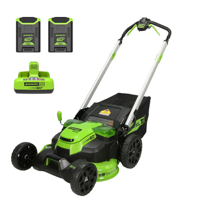 Greenworks 60V 25" Cordless Battery Dual Blade Self-Propelled Lawn Mower w/ Two (2) 4.0Ah Batteries & Dual-Port Charger - 2531502