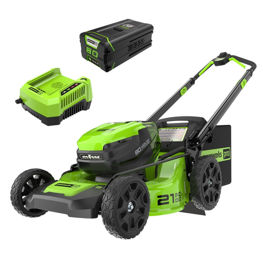 Greenworks 80V 21" GEN 2 Cordless Battery 4-in-1 Push Lawn Mower(Auto Switch) w/ 4.0Ah Battery & Charger - 2541202