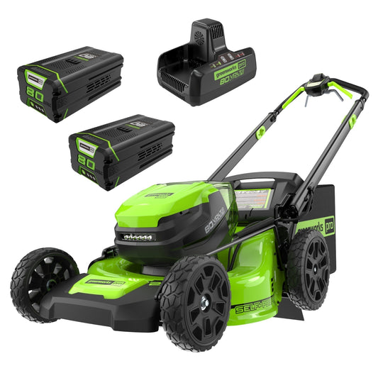 Greenworks 80V 21" Cordless Battery 4-in-1 Self-Propelled Mower w/ (2) 4.0Ah Batteries & Charger - 2533902