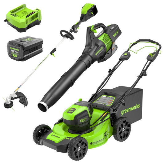 Greenworks 80V 21" Cordless Battery Brushless Self-Propelled Mower 3pc Combo Kit w/ 4.0Ah Battery & Rapid Charger - 1356502
