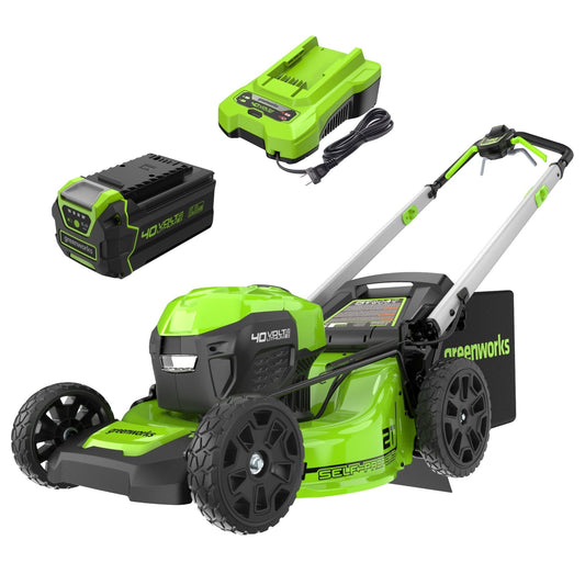 Greenworks 40V 21" Cordless Battery Self-Propelled Lawn Mower w/ 5.0Ah USB Batteries & Charger - 2521202