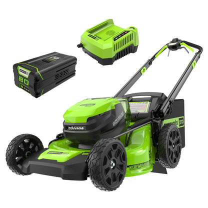 Greenworks 80V 21" Cordless Battery 4-in-1 Self-Propelled Lawn Mower w/ 5.0Ah Battery & Rapid Charger - 2541302