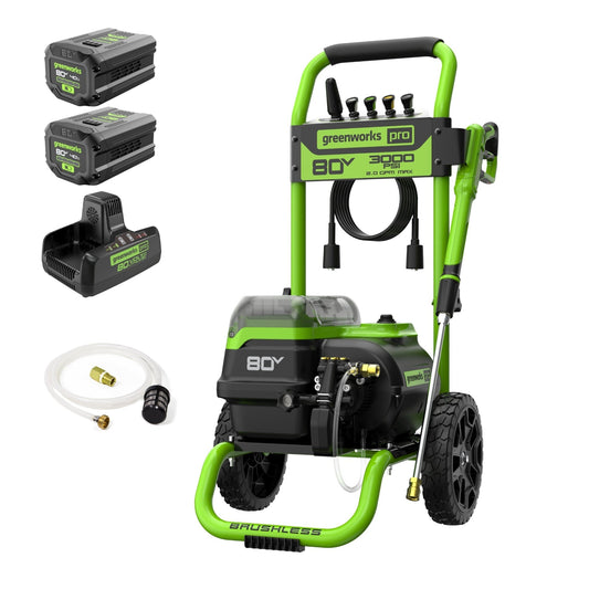 Greenworks 80V 3000-PSI 2.0 GPM Electric Pressure Washer w/ (2) 4.0Ah Batteries & Dual Port Charger - 5124702