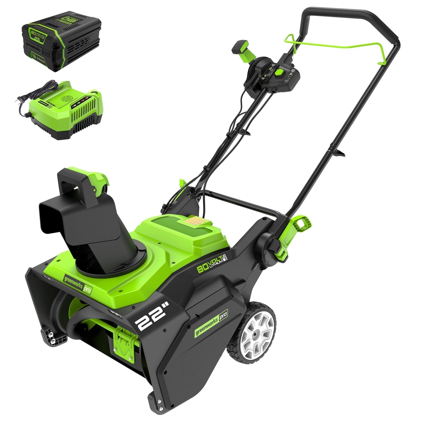 Greenworks 80V 22" Cordless Battery Single-Stage Snow Blower w/ 4.0 Ah Battery & Charger - 2605902