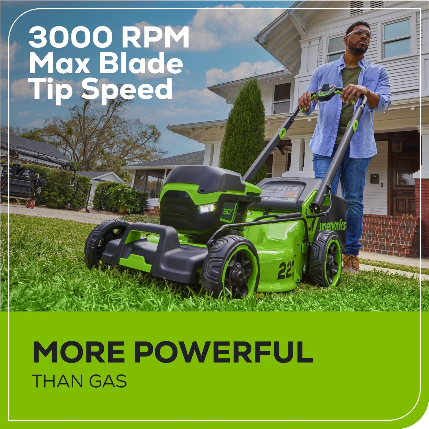 Greenworks 60V 22" Cordless Battery Push Lawn Mower w/ 5.0Ah Battery & Charger - 2547702