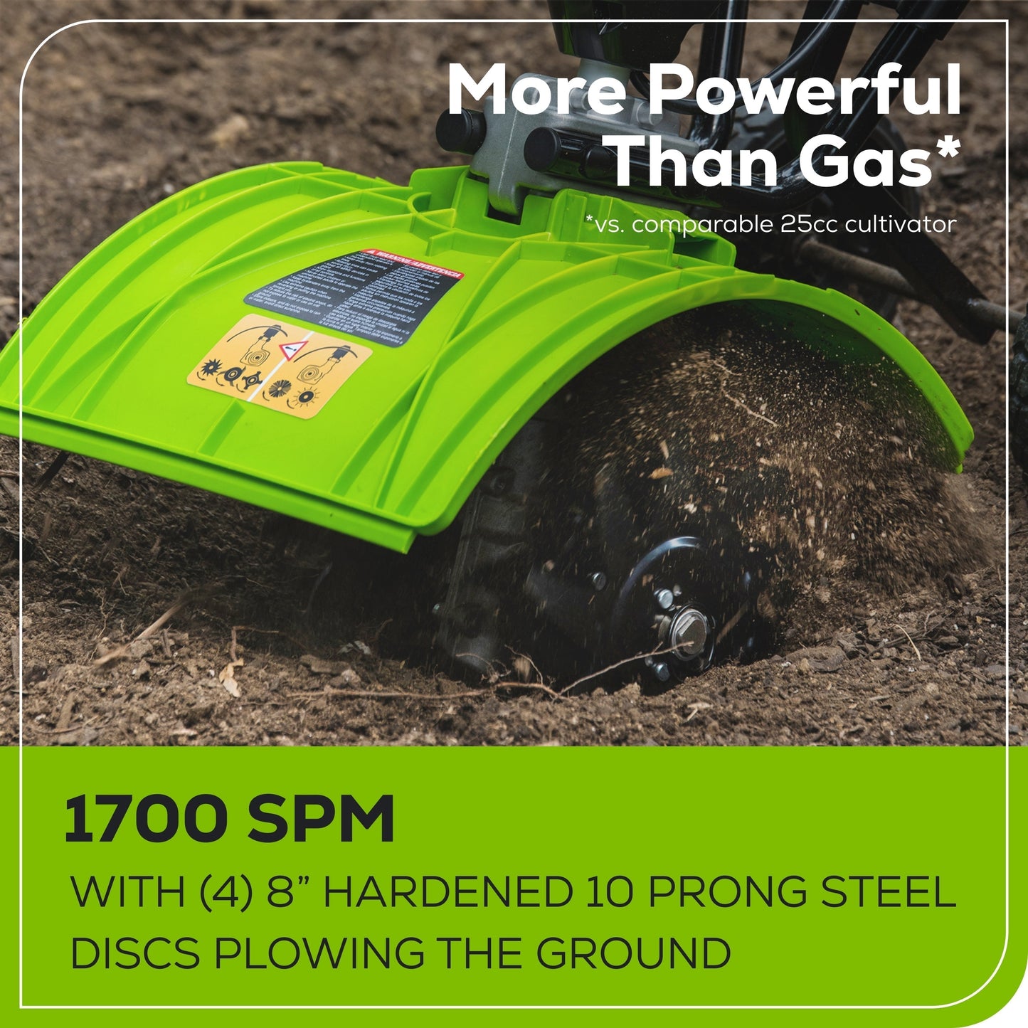 Greenworks 60V 8" Cordless Battery Cultivator / Tiller w/ 4.0Ah Battery & Charger - 2800602