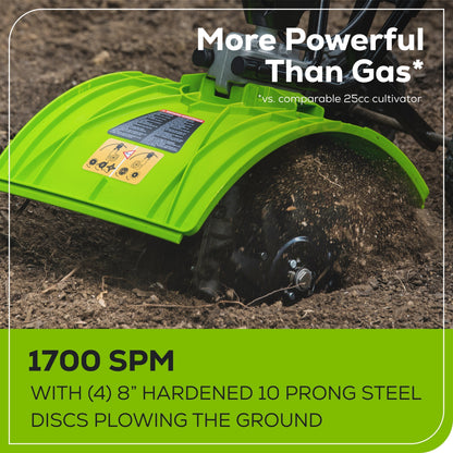 Greenworks 60V 8" Cordless Battery Cultivator / Tiller w/ 4.0Ah Battery & Charger - 2800602