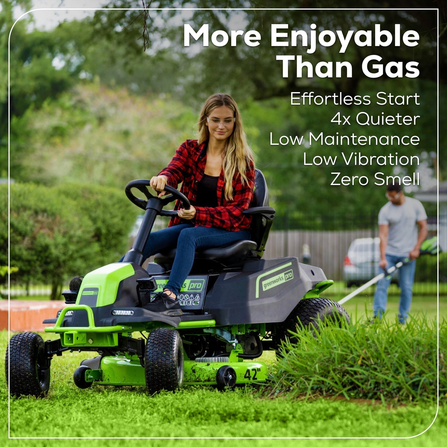 Greenworks 60V 42" Cordless Battery CrossoverT Riding Lawn Mower w/ Four (4) 8.0Ah Batteries and Two (2) Dual Port Turbo Chargers - 7420602
