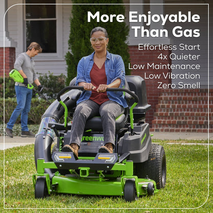 Greenworks 60V 42” Electric CrossoverZ Zero Turn Mower with (4) 8 Ah Batteries and (2) Dual Port Turbo Chargers - 7420502