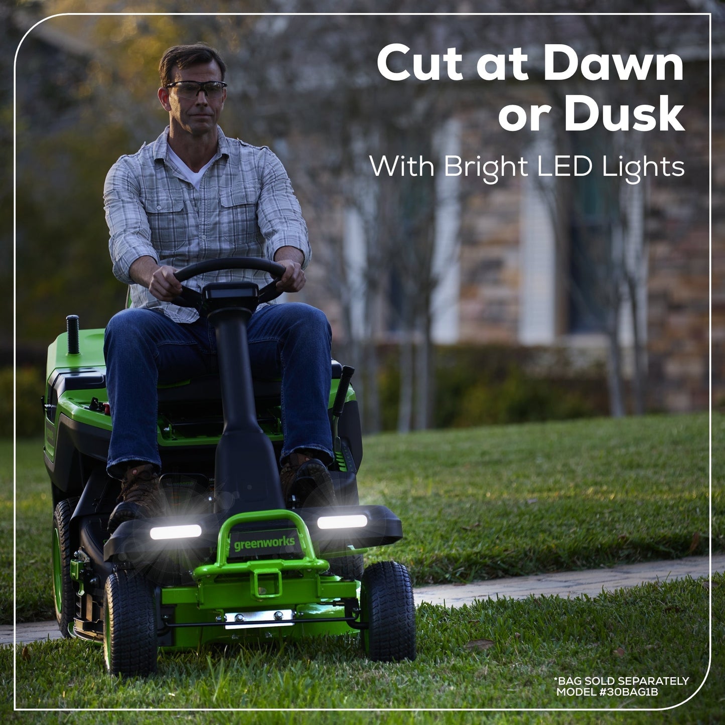 Greenworks 60V 30” CrossoverT Riding Lawn Tractor with (2) 8.0 Ah, (2) 4.0 Ah Batteries & 600-Watt Charger