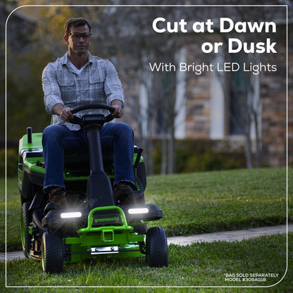 Greenworks 60V 30” CrossoverT Riding Lawn Tractor with (2) 8.0 Ah, (2) 4.0 Ah Batteries & 600-Watt Charger