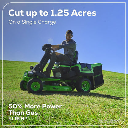 Greenworks 60V 30” CrossoverT Riding Lawn Tractor with (2) 8.0 Ah, (2) 4.0 Ah Batteries & 600-Watt Charger