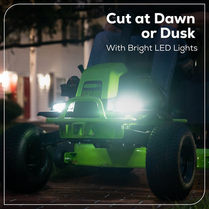 Greenworks 60V 42" Cordless Battery CrossoverT Riding Lawn Mower w/ Four (4) 8.0Ah Batteries and Two (2) Dual Port Turbo Chargers - 7420602