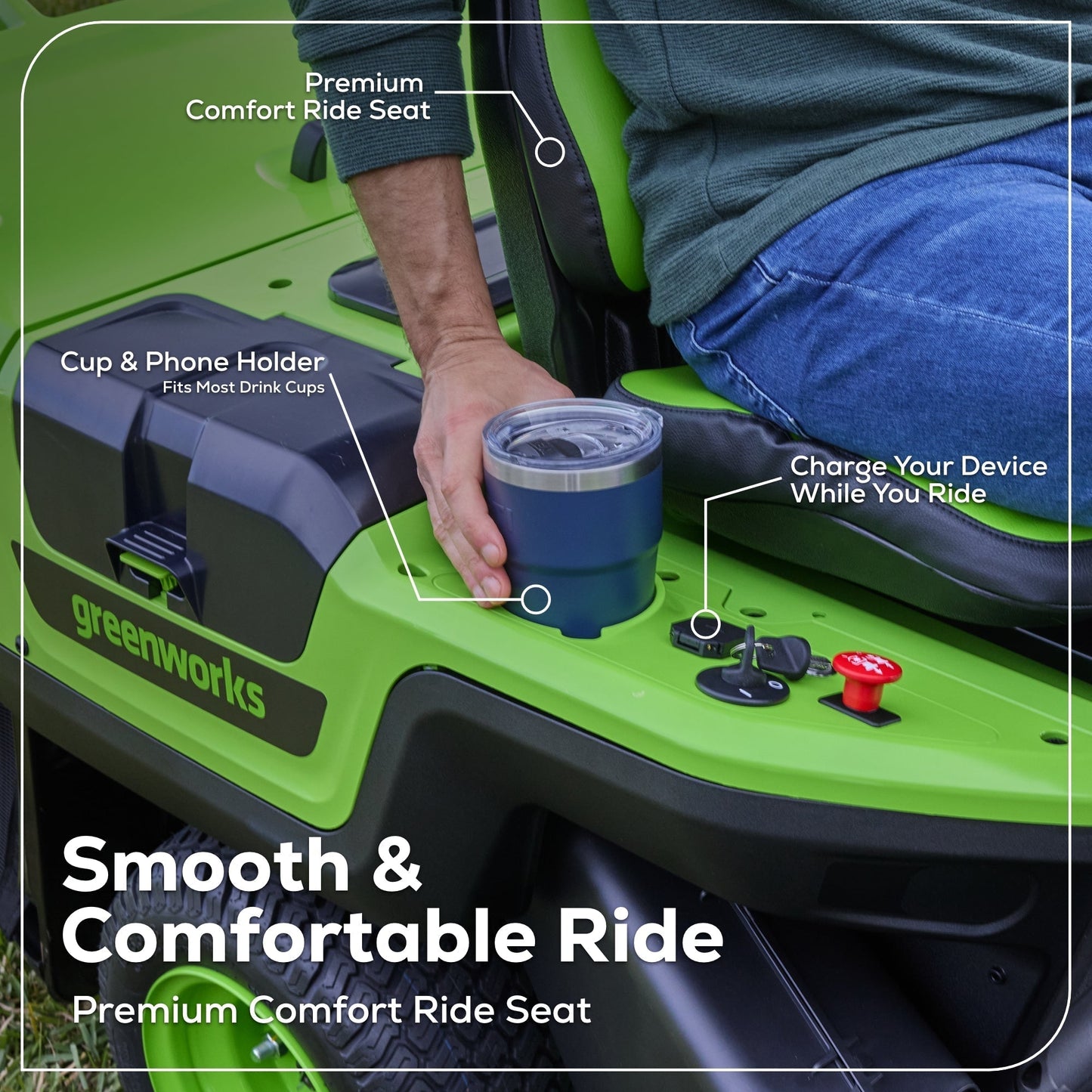 Greenworks 60V 30” CrossoverT Riding Lawn Tractor with (2) 8.0 Ah, (2) 4.0 Ah Batteries & 600-Watt Charger