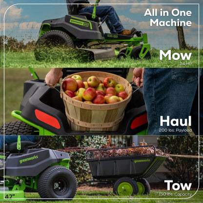 Greenworks 60V 42” Electric CrossoverZ Zero Turn Mower with (6) 8 Ah Batteries and (3) Dual Port Turbo Chargers - 7409302