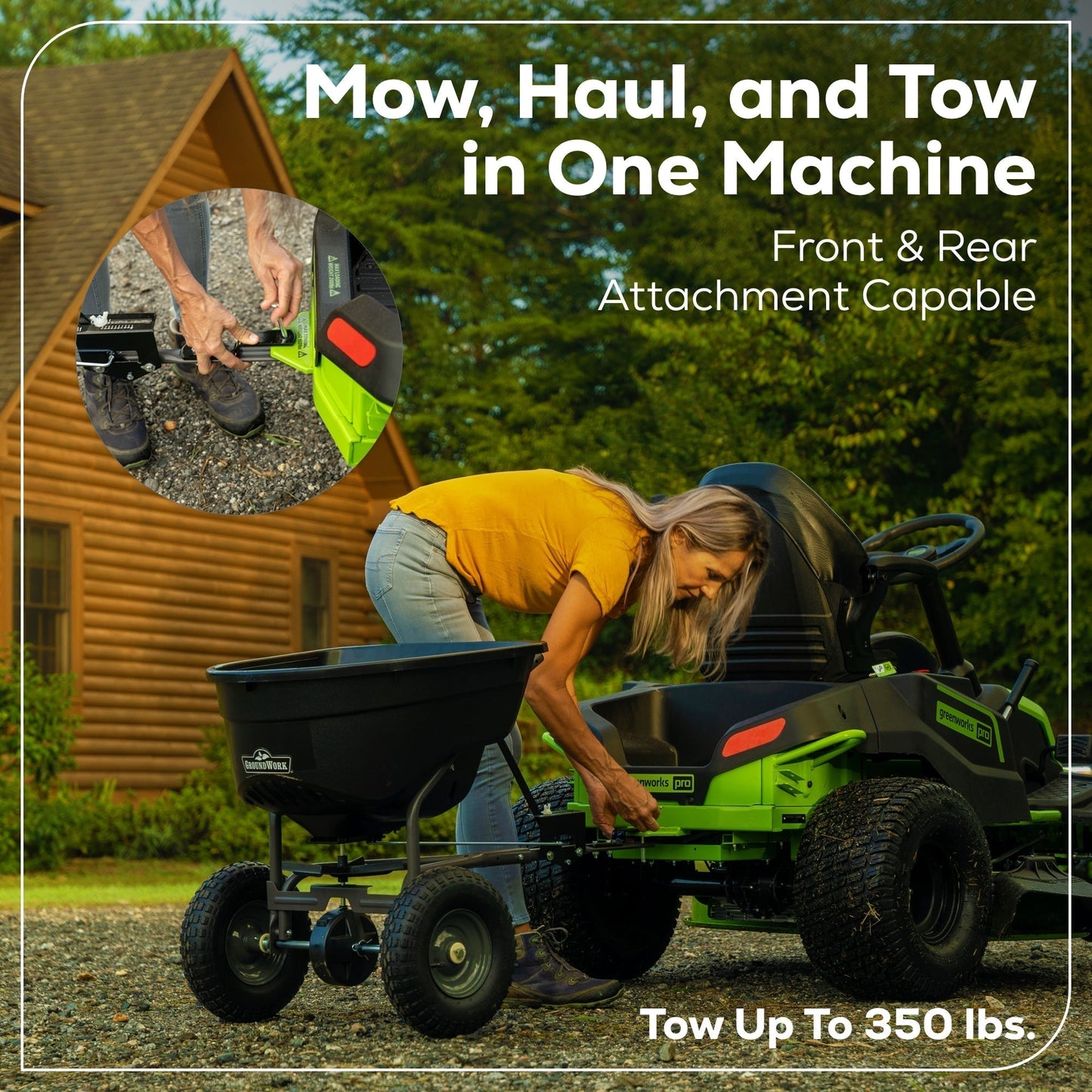 Greenworks 60V 42" Cordless Battery CrossoverT Riding Lawn Mower w/ Four (4) 8.0Ah Batteries and Two (2) Dual Port Turbo Chargers - 7420602