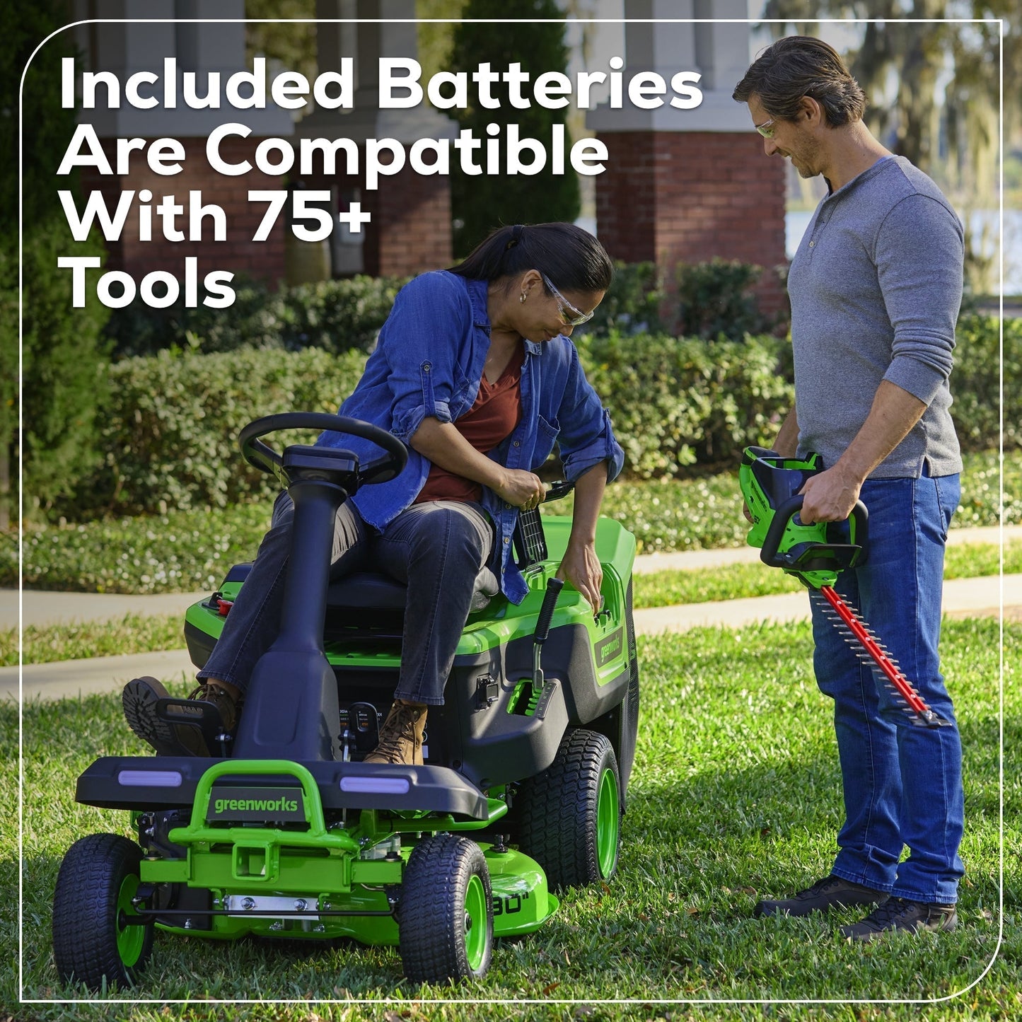 Greenworks 60V 30” CrossoverT Riding Lawn Tractor with (2) 8.0 Ah, (2) 4.0 Ah Batteries & 600-Watt Charger