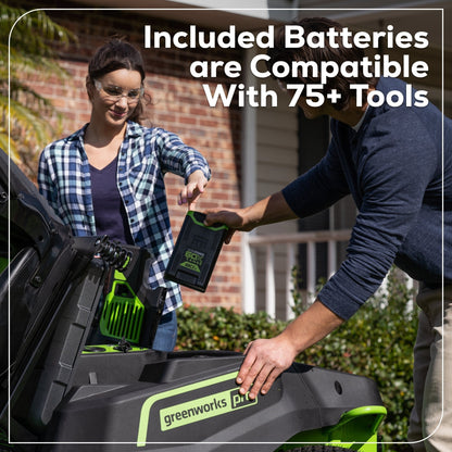 Greenworks 60V 42" Cordless Battery CrossoverT Riding Lawn Mower w/ Six (6) 8.0Ah Batteries and Three (3) Dual Port Turbo Chargers - 7409002