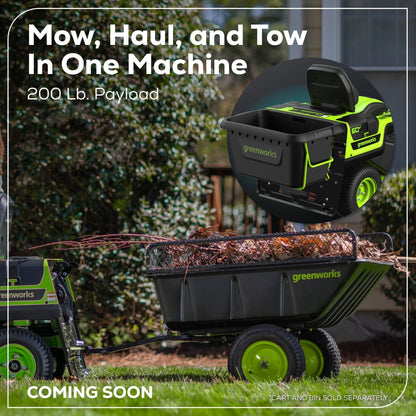 Greenworks 60V 30” CrossoverT Riding Lawn Tractor with (2) 8.0 Ah, (2) 4.0 Ah Batteries & 600-Watt Charger