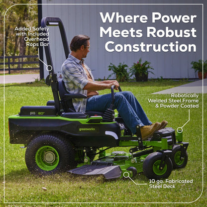 Greenworks 60V 54" MaximusZ Zero Turn Riding Mower with (2) 20.0 Ah, (2) 8.0 Ah & (2) 4.0 Ah Batteries and 1.5kW Charger - 7422302