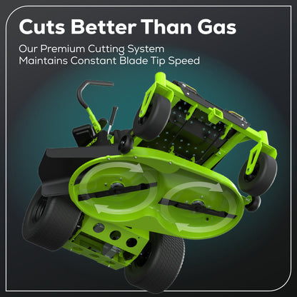 Greenworks 60V 42” Electric CrossoverZ Zero Turn Mower with (6) 8 Ah Batteries and (3) Dual Port Turbo Chargers - 7409302