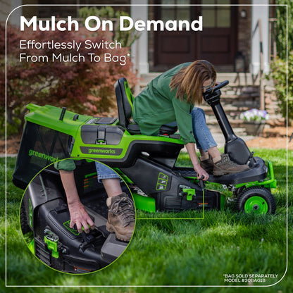 Greenworks 60V 30” CrossoverT Riding Lawn Tractor with (2) 8.0 Ah, (2) 4.0 Ah Batteries & 600-Watt Charger