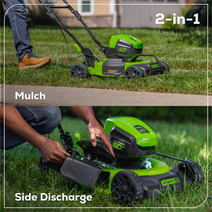Greenworks 60V 19" Cordless Battery Push Lawn Mower w/ 5.0Ah Battery & Charger - 2531802