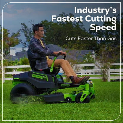 Greenworks 60V 42” Electric CrossoverZ Zero Turn Mower with (4) 8 Ah Batteries and (2) Dual Port Turbo Chargers - 7420502