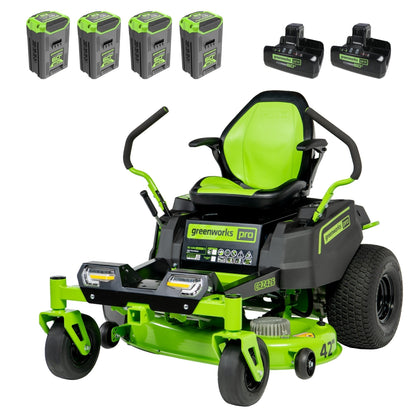 Greenworks 60V 42” Electric CrossoverZ Zero Turn Mower with (4) 8 Ah Batteries and (2) Dual Port Turbo Chargers - 7420502
