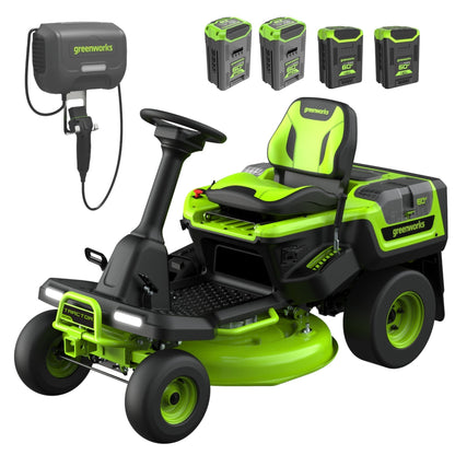 Greenworks 60V 30” CrossoverT Riding Lawn Tractor with (2) 8.0 Ah, (2) 4.0 Ah Batteries & 600-Watt Charger