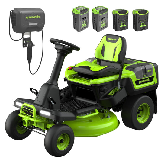 Greenworks 60V 30” CrossoverT Riding Lawn Tractor with (2) 8.0 Ah, (2) 4.0 Ah Batteries & 600-Watt Charger