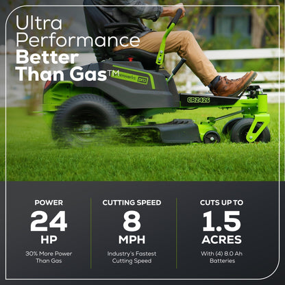 Greenworks 60V 42” Electric CrossoverZ Zero Turn Mower with (4) 8 Ah Batteries and (2) Dual Port Turbo Chargers - 7420502