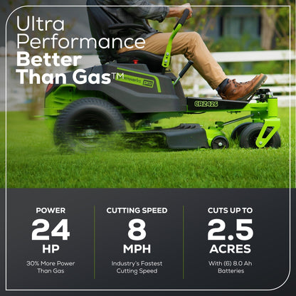 Greenworks 60V 42” Electric CrossoverZ Zero Turn Mower with (6) 8 Ah Batteries and (3) Dual Port Turbo Chargers - 7409302