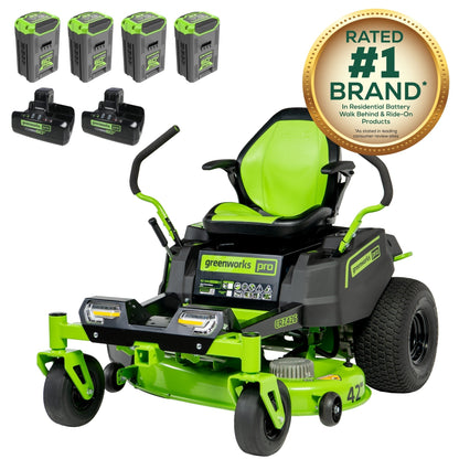Greenworks 60V 42” Electric CrossoverZ Zero Turn Mower with (4) 8 Ah Batteries and (2) Dual Port Turbo Chargers - 7420502