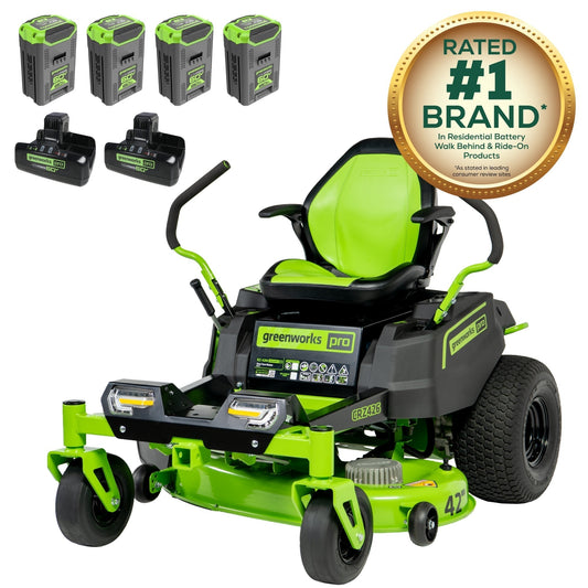 Greenworks 60V 42” Electric CrossoverZ Zero Turn Mower with (4) 8 Ah Batteries and (2) Dual Port Turbo Chargers - 7420502