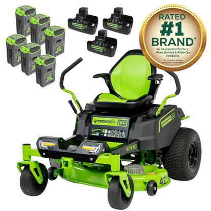 Greenworks 60V 42” Electric CrossoverZ Zero Turn Mower with (6) 8 Ah Batteries and (3) Dual Port Turbo Chargers - 7409302