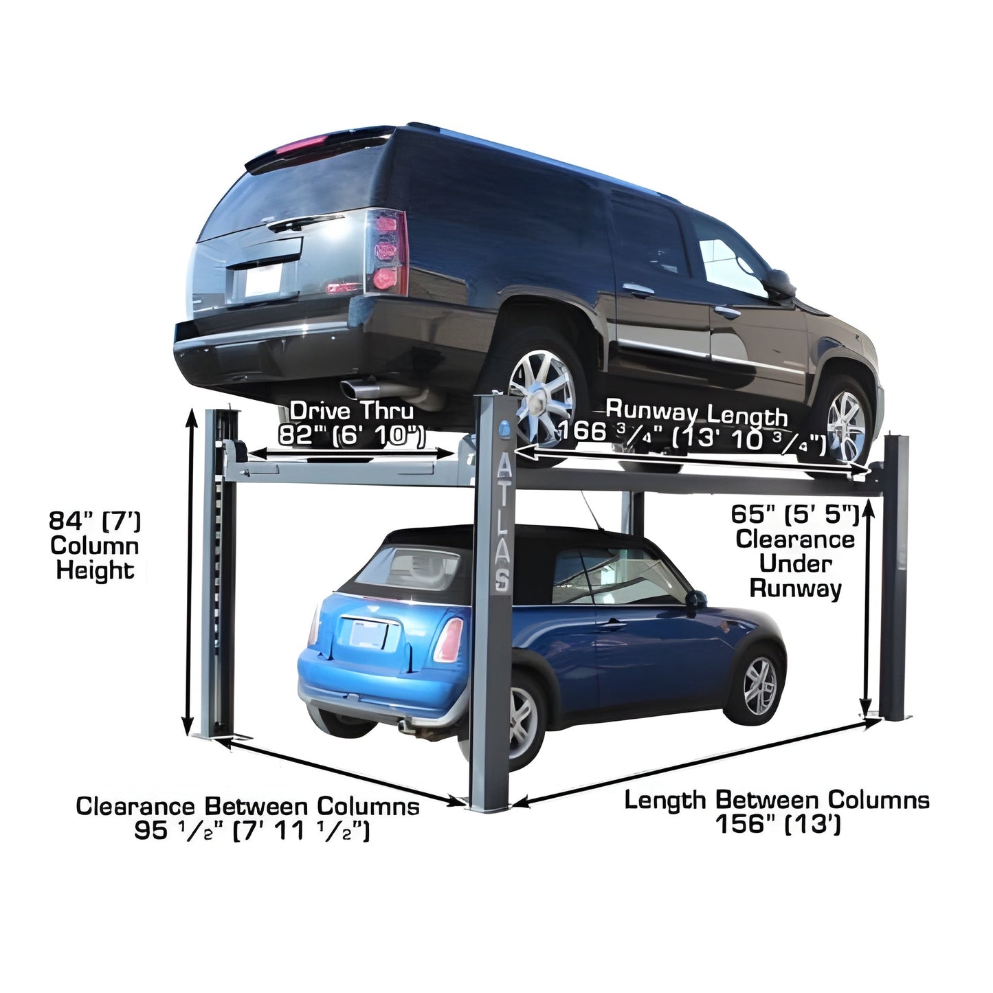 Atlas PREMIUM 408SL 4 Post Lift + RJ35 Sliding Jacks Combo - ATEATTD-408SL-COMBO-FPD