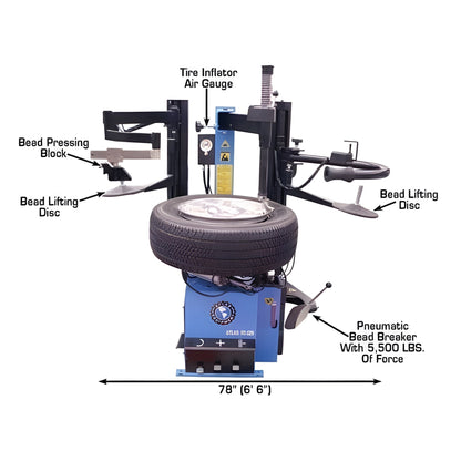 Atlas TC229DAA Rim-Clamp Tire Changer w/ Dual Assist Arms - ATETC229DAA-FPD