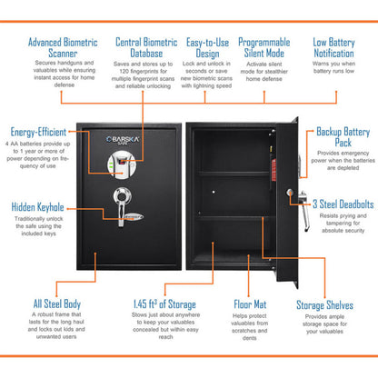 Liberty Safe Barska Large Biometric Fingerprint Safe AX11650 - ONL BAR-AX11650