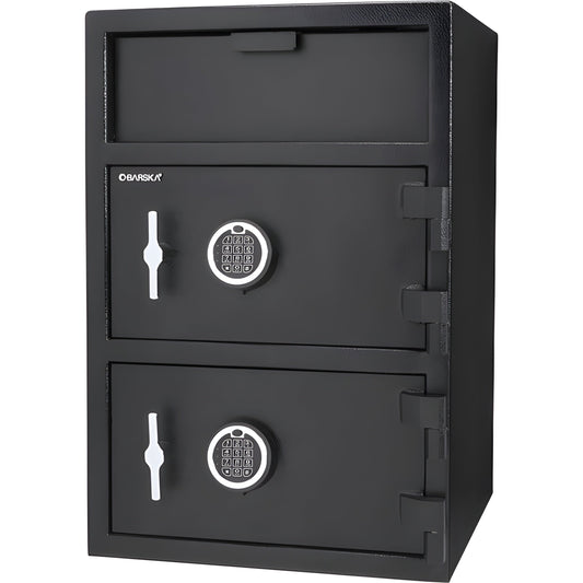 Barska 1.6/2 Cu. ft Dual Compartment Digital Keypad Depository Safe, Top for Drop Slot, Bottom for Storage - AX13312