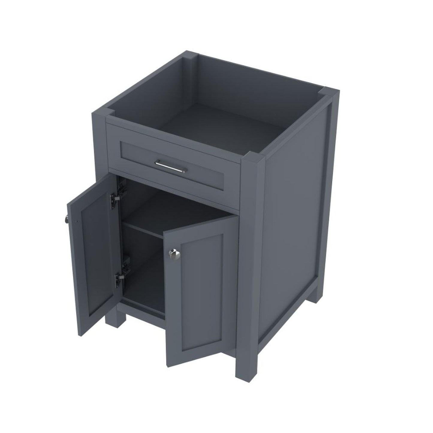 Alya Bath Norwalk 24" Single Gray Freestanding Bathroom Vanity With Brushed Nickel Edge Handles - HE-101-24-G - Backyard Provider