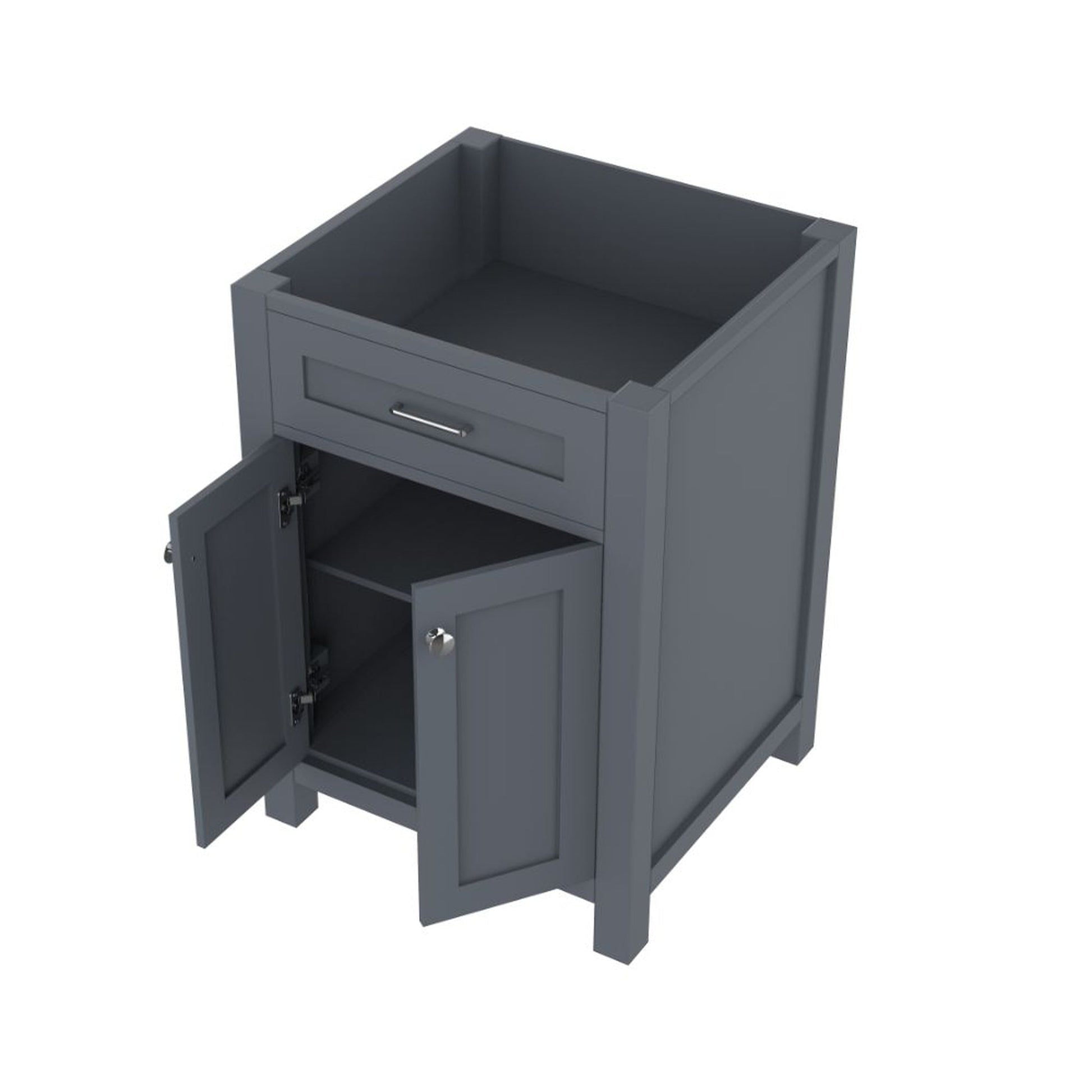 Alya Bath Norwalk 24" Single Gray Freestanding Bathroom Vanity With Brushed Nickel Edge Handles - HE-101-24-G - Backyard Provider