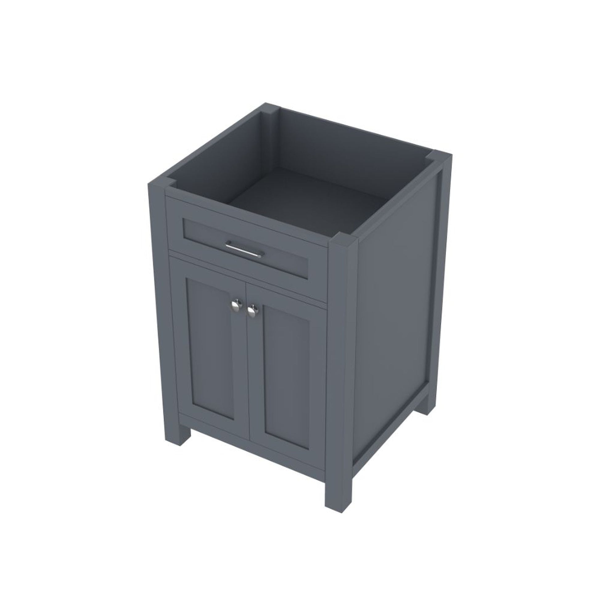 Alya Bath Norwalk 24" Single Gray Freestanding Bathroom Vanity With Brushed Nickel Edge Handles - HE-101-24-G - Backyard Provider