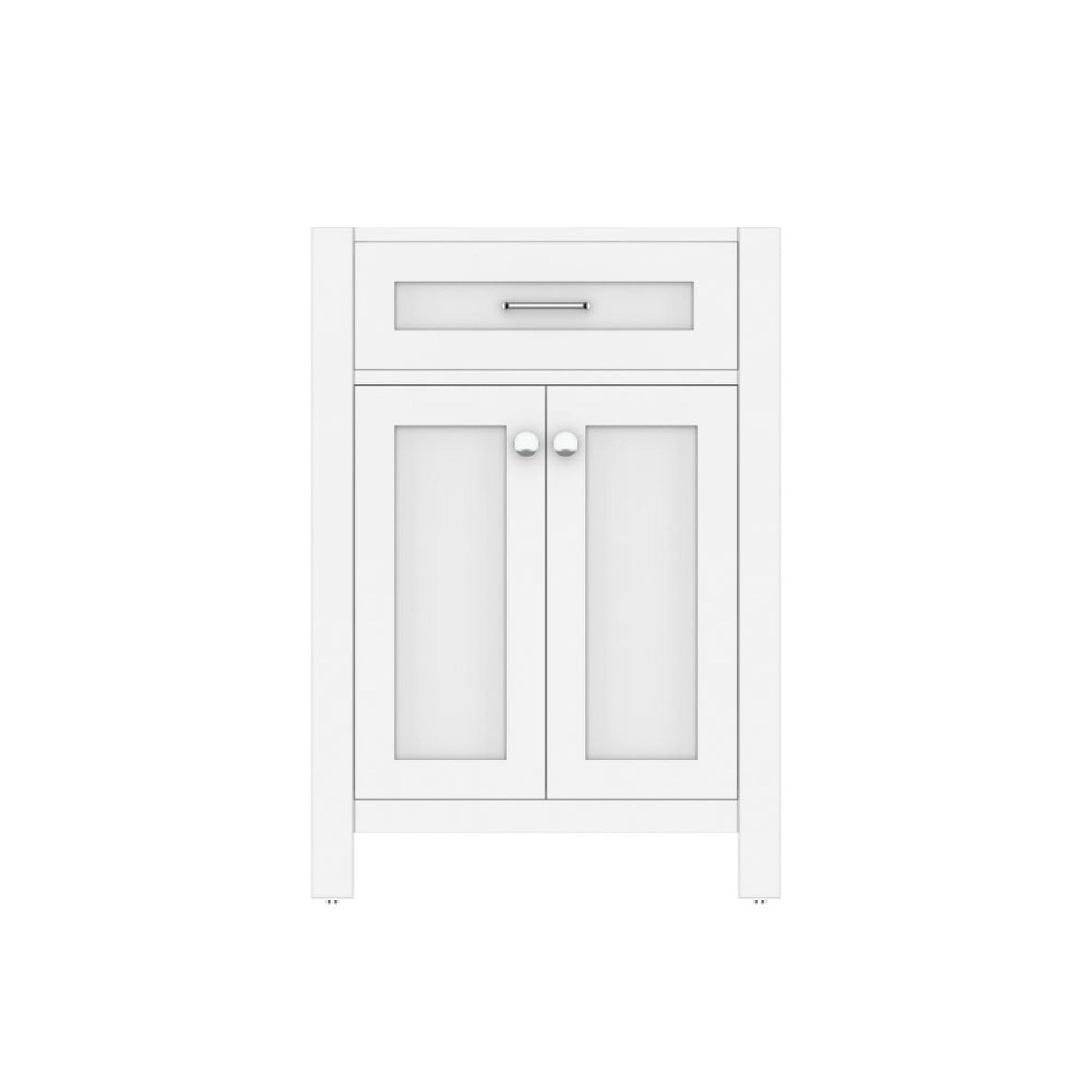 Alya Bath Norwalk 24" Single White Freestanding Bathroom Vanity With Brushed Nickel Edge Handles - HE-101-24-W - Backyard Provider
