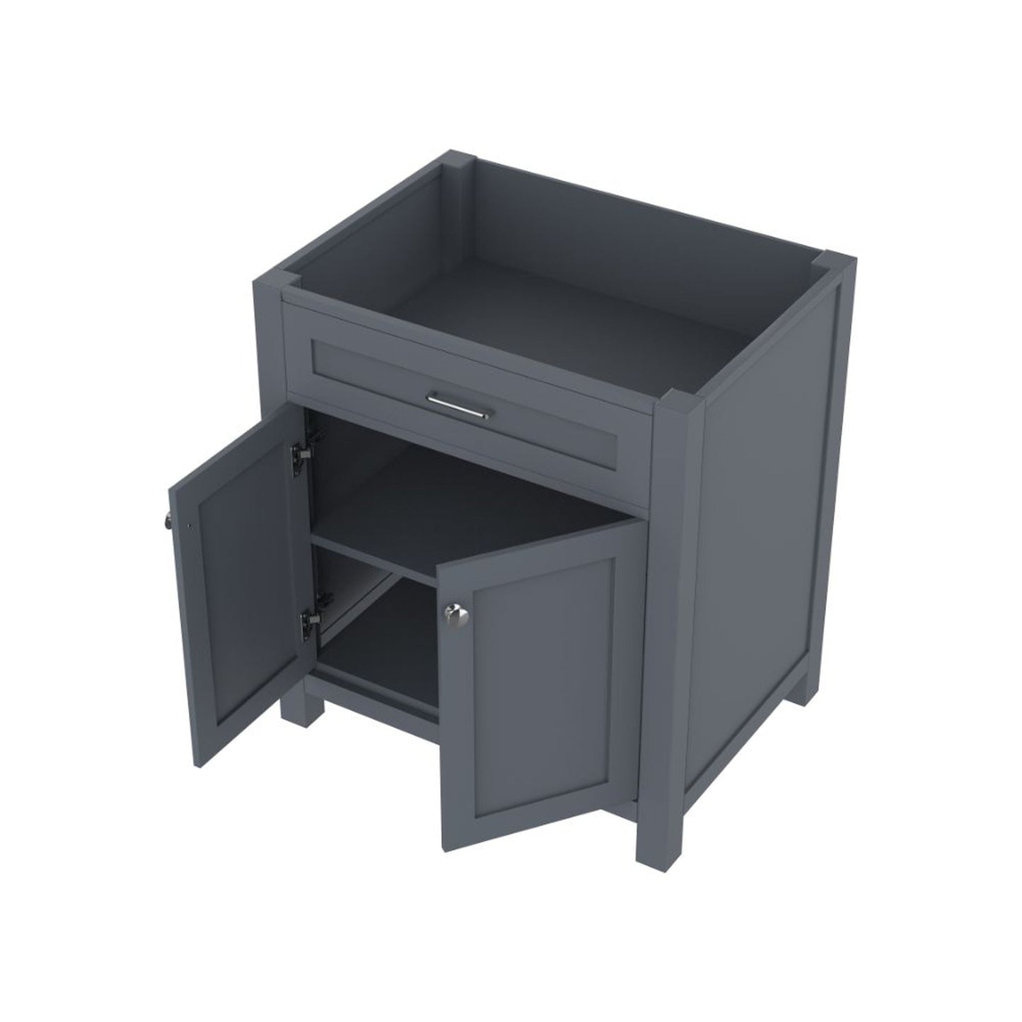 Alya Bath Norwalk 30" Single Gray Freestanding Bathroom Vanity With Brushed Nickel Edge Handles - HE-101-30-G - Backyard Provider