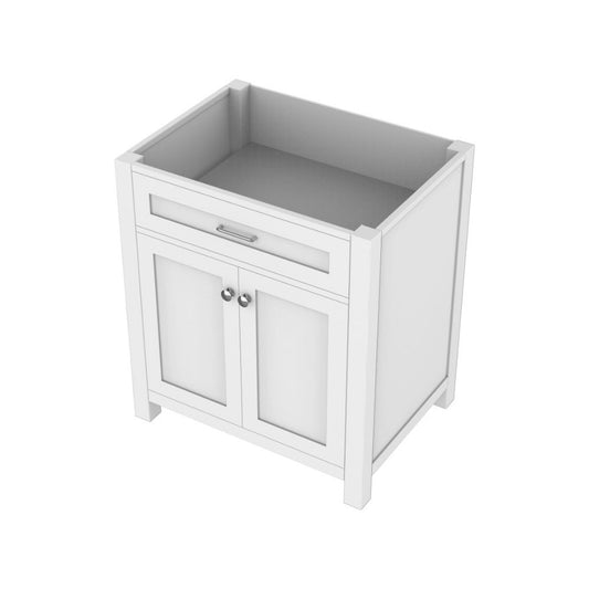 Alya Bath Norwalk 30" Single White Freestanding Bathroom Vanity with Brushed Nickel Edge Handles - HE-101-30-W - Backyard Provider