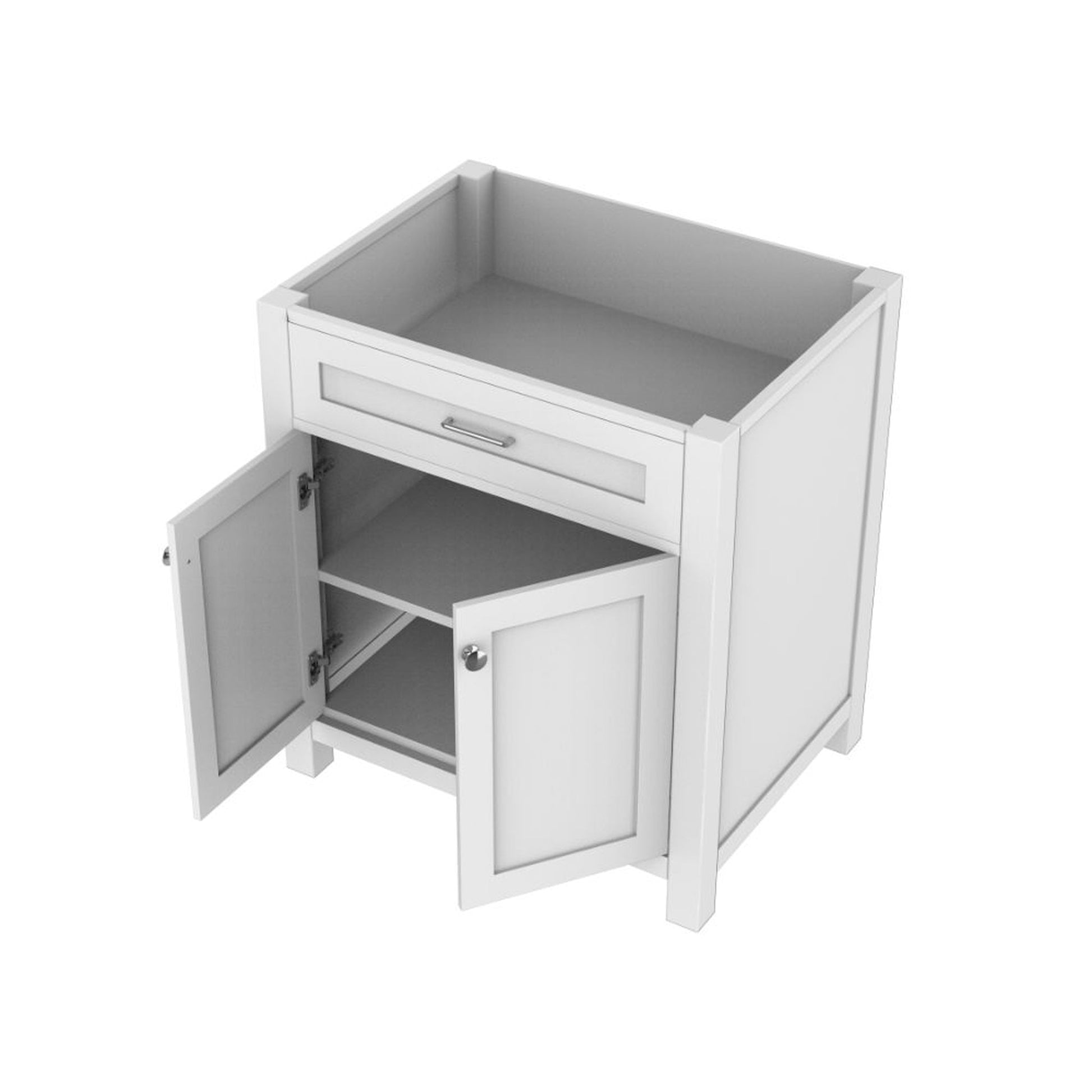 Alya Bath Norwalk 30" Single White Freestanding Bathroom Vanity with Brushed Nickel Edge Handles - HE-101-30-W - Backyard Provider