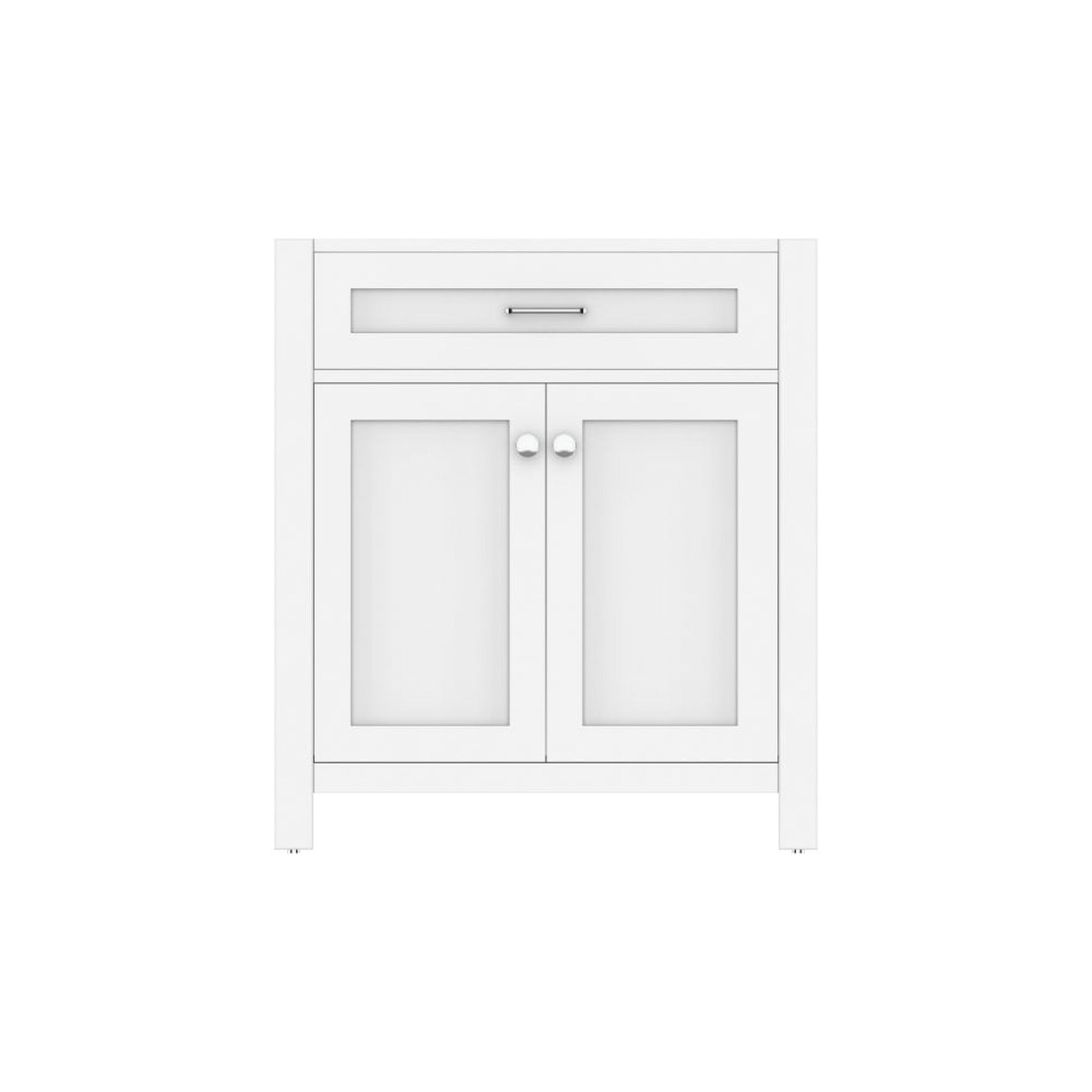 Alya Bath Norwalk 30" Single White Freestanding Bathroom Vanity with Brushed Nickel Edge Handles - HE-101-30-W - Backyard Provider